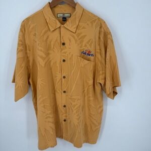 Tommy Bahama Palm Tree Button Up Shirt Casual Hawaiian Flat Earth Silk Large